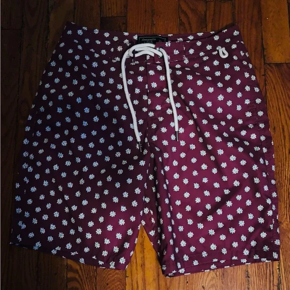 Abercrombie & Fitch Burgundy Floral Board Shorts - Picture 1 of 4